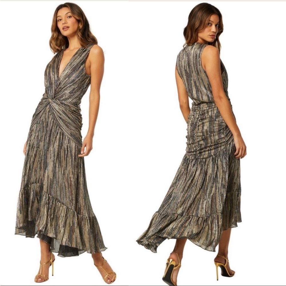 MISA Los Angeles Ava Metallic Maxi Dress (Size Small) NYE Party Wedding Dress